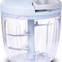 Manual Vegetable Chopper & Food Processor  Compact Hand-Powered Blender for Onions, Garlic, Fruits & More, Detachable Kitchen Gadget for Quick & Easy Prep - (Blue) (500ml)
