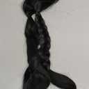 Black Wig with Bangs Black Braided Wig for Women 22 inch Straight Synthetic Wig Heat Resistant Fiber Wigs for Cosplay Halloween Party Daily Use