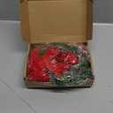 Retrowavy 12 Pcs Christmas Kitchen Cabinet Wreaths with Ribbon 3.94 Inch Mini Christmas Wreath Small Kitchen Xmas Decor for Window Door(Dark Red,Classic Style)