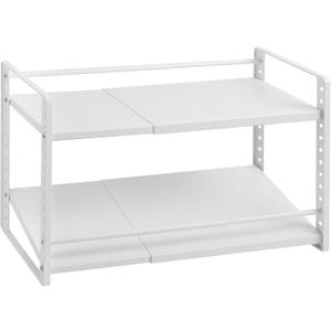 Cabinet Shelf Organizer, Expandable Kitchen Counter Shelf with Tilt & Height Adjustable, Storage Riser for Cupboard, Countertop, Pantry, Spice, Coffee Station, Under Sink, Desktop, Heavy-Duty Metal