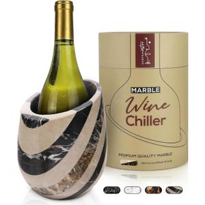 Gusto Nostro Marble Wine Chiller Bucket - 750ml Wine Bottle Cooler and Champagne Chiller for Party, Kitchen, Bar Cart Decor to Chill & Keep Bottles Cold - With Unique Wine Lovers Gift Box