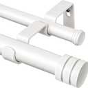 TONIAL 1 Inch Double Curtain Rods for Windows, 140 to 180 Inch, Warm White