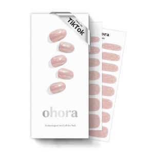 ohora Semi Cured Gel Nail Strips (N Pink Wonderland) - Pink, Solid, Works with Any UV/LED Lamps, Salon-Quality, Long Lasting, Easy to Apply & Remove - Includes 2 Prep Pads, Nail File & Wooden Stick