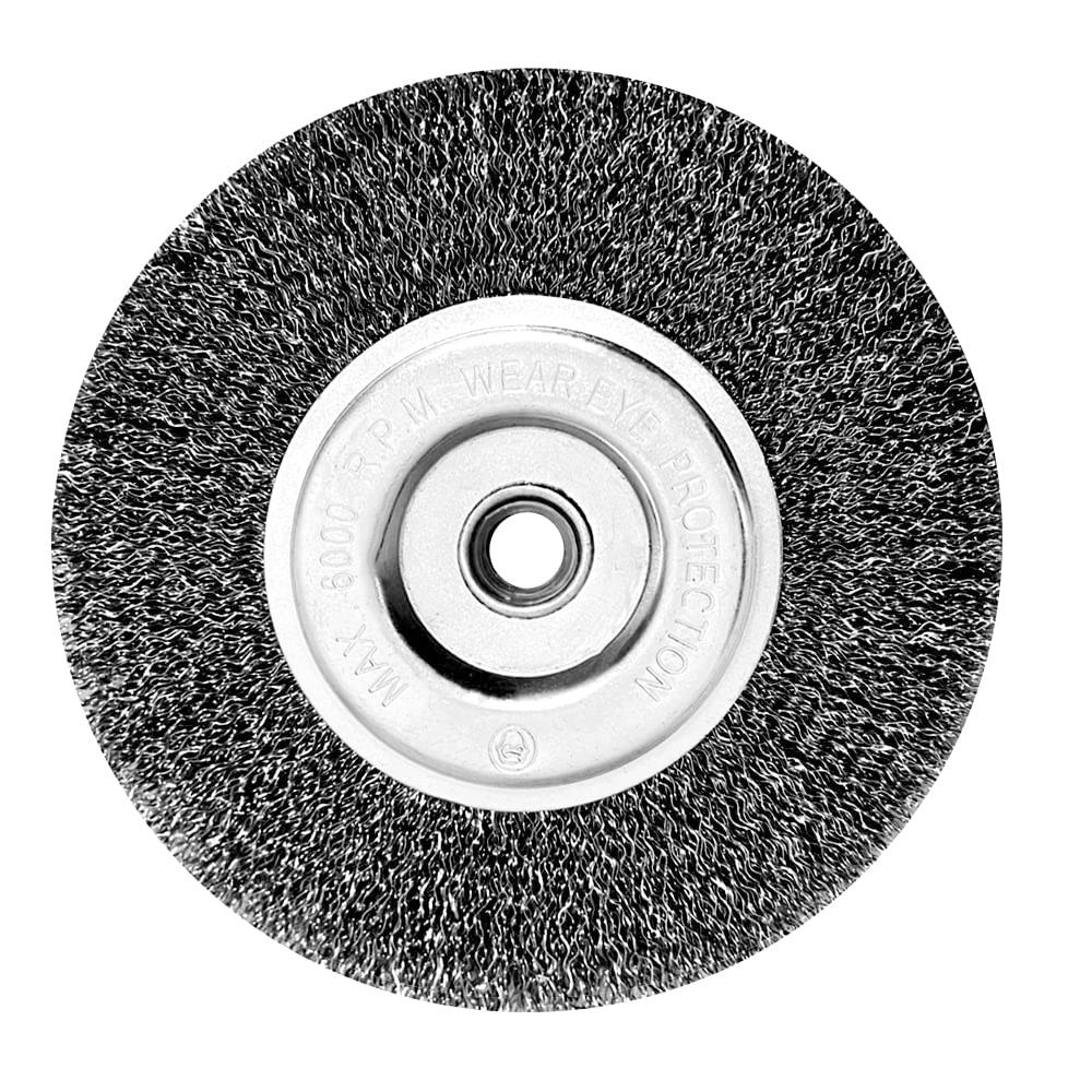6in Wire Wheel Brush for Bench Grinder, Coarse Crimped Steel Wire 0.012" with 1/2" & 5/8" Arbor for Rust Removal - 1pack