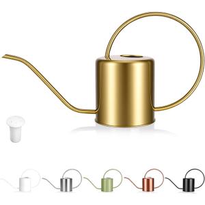 Plant Watering Can, 50 oz / 1500 ml Stainless Steel Metal - Modern Decorative with Long Spout for Indoor Potted Plants, Bonsai, Garden Flowers, Gold