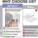 Upgrade 9 Layers Pants Hangers Space Saving, 2 Pack Pant Hangers Organizer Multifunctional Pants Rack Space Saver Closet Organizers and Storage Hangers for Pants Jeans Leggings Trousers Skirts, White