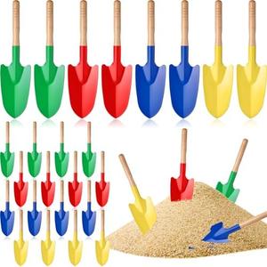 Gisafai 24 Pcs Toy Shovels for Kids Gardening Tools Kids Shovel Mini Metal Garden Shovel Sand Shovels with Sturdy Wooden Handle for Summer Beach Toddler Soil Planting Digging Tools, 4 Colors