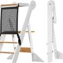 COSYLAND Foldable Toddler Kitchen Stool Helper - Height Adjustable Kitchen Standing Tower for Bathroom Sink or Counter - Step Stool for Toddlers Ages 18 Months to 6 Years White