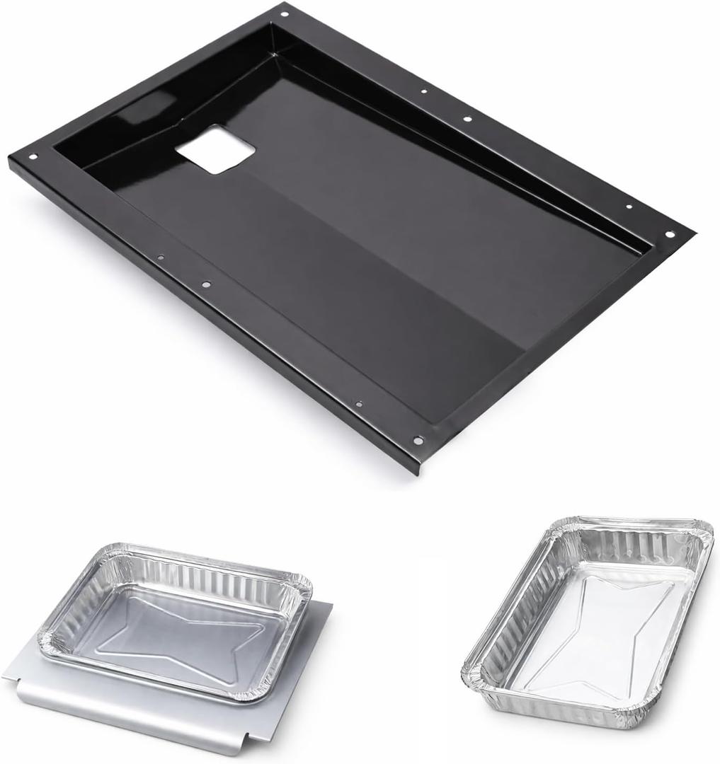 69804 Grease Tray & 67047 Catch Pan for Weber Spirit 300 Series Gas Grills, Front-Control: E/S-310 320 330, Drip Tray with 10 Pack Aluminum Foil Liner, Replace Weber 69804 67047