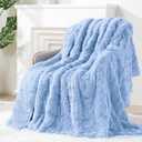 Super Fuzzy Soft Sherpa Fleece Weighted Blanket, 15 lbs Dual Sided Fluffy Heavy Weighted Blankets for Adults - No Bunching with Double Layers of Soft Inner Lining (60"x 80", 15 Pounds) (Blue)