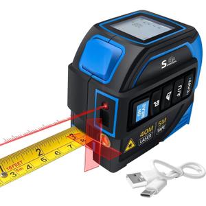 4-in-1 Laser Tape Measure with Laser Level Crosshairs |130ft/40m Laser Distance+16ft/5m AutoLock Tape |Backlit LCD Display (Ft/Inch/M/mm) |for DIY,Construction, Interior Design