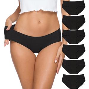 Altheanray Womens Underwear Cotton Underwear for Women Seamless Hipster Bikini Briefs Panties 6 Pack (Black, M)