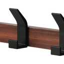 Walnut Wall Mounted Coat Rack, 17.32 Inch Wooden Wall Coat Hanger with 5 Metal Double Hooks, Heavy Duty
