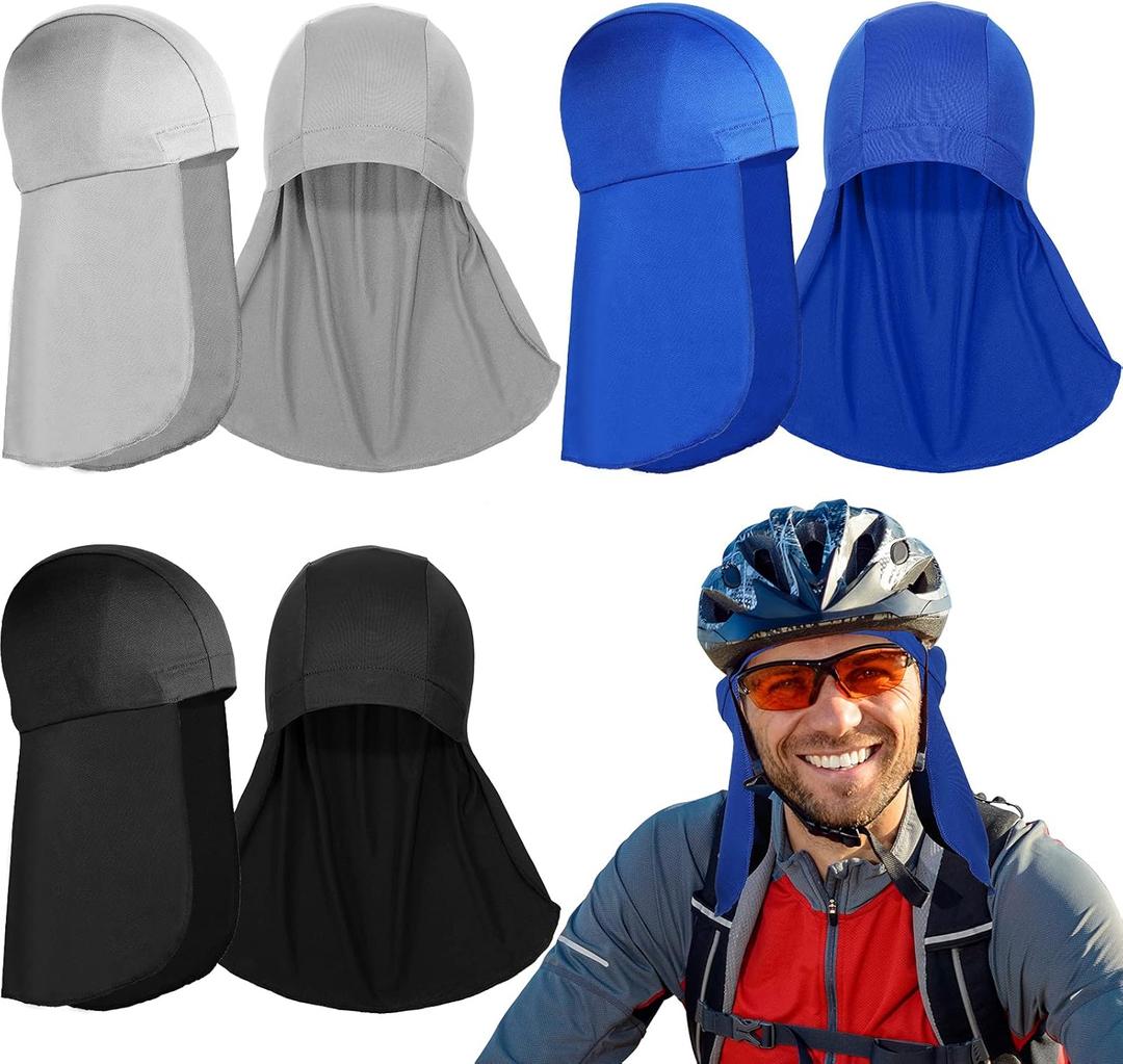 Syhood 3 Pieces Helmet Liner with Neck Mask, Cooling Skull Cap Sweat Wicking Cap with Tail Sun Cycling Running Neck Protection Hat (Gray, Royal Blue, Black)