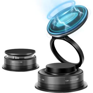 Vacuum Magnetic Phone Holder, 360 Adjustable & Foldable Car Phone Holder for MagSafe Hands-Free Suction Cup Phone Mount for iPhone & Android & All Vehicle/Car/Gym/Mirror