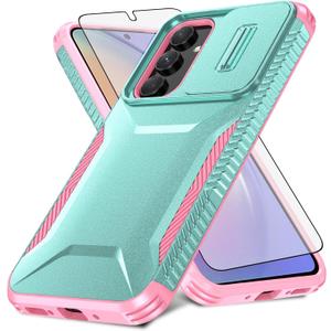 Asuwish Phone Case for Samsung Galaxy A54 5G with Tempered Glass Screen Protector and Slide Camera Cover Slim Rugged Hybrid Shockproof Protective Cell A545G A 54 54A 4G G5 SM A546U Women Mint Green