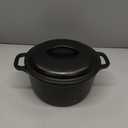 Amazon Basics Pre-Seasoned Cast Iron Mini Dutch Oven Pot with Lid and Dual Handles, Oven Safe, 2-Quart, Round, Black
