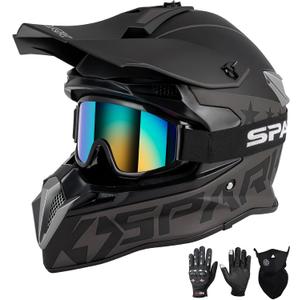 SPARK ATV & Dirt Bike Helmet for Adults - DOT Certified Motocross Helmet withQuick Release, Lightweight Off-Road Design for Motocross & Trail Riding (Matte Grey Voyager, Large)