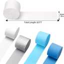 6 x Blue Crepe Paper Streamers 4 Rolls 328ft, Silver White Crepe Paper for Birthday Party Decorations, Wedding Anniversary Engagement Baby Shower Decors DIY Supply for Flower Making (1.8 in x 82 Ft/Roll)