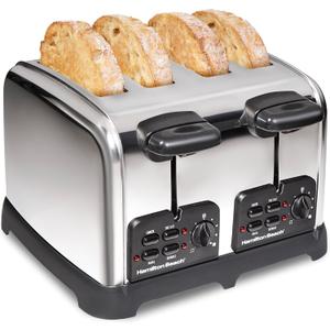 Hamilton Beach 24782 Retro Toaster with Wide Slots, Sure-Toast echnology, Bagel & Defrost Settings, Auto Boost to Lift Smaller Breads, 4 Slice, Polished Stainless Steel