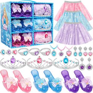 LJZJ Princess Dress Up Toys & Jewelry Boutique, Girls Role Play Gift for 3+ Year Old Girl Toddler B-Day Party Favors (Colorful)