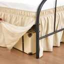 RIMELA Bed Skirt for King & Cal King Beds - No-Lift 15" Drop, Split Corner Wrap Around Design, Machine Washable in Light Beige