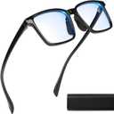 AMBEYE TR90 Blue Light Glasses - Bluelight Blocker Anti Eyestrain UV Protection Rectangle Frame & Clear Lens for Men Women (Black)