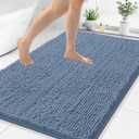 Smiry Luxury Chenille Bathroom Rugs 40x32, Extra Soft and Absorbent Shaggy Bath Mat, Machine Washable, Non-Slip Plush Carpet Runner for Tub, Shower, and Floor, Home Decor Accessories, Grayish Blue