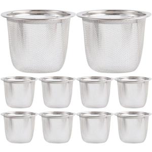 Hemoton 10pcs Stainless Steel Tea Infuser, Extra Fine Mesh Tea Strainer Insert for Loose Tea, Tea Steeper Basket Filter for Teapot, Mug, Cup (6.5X6.5X5CM)