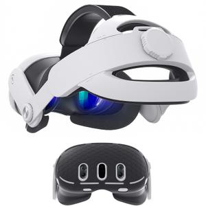 Kuejct 2 in 1 Accessories Set for Oculus Meta Quest 3, Comfort Head Strap with (Adjustable Hinge) (Shell Protective Cover) VR Accessories Bundle Compatible with Face Pad Cover