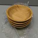 Lawei Set of 4 Bamboo Salad Bowls - 7 x 2.25 Inch Wood Serving Bowls Individual Meal Bowls Fruits, Salad, Pasta, Cereal, Rice and Snacks