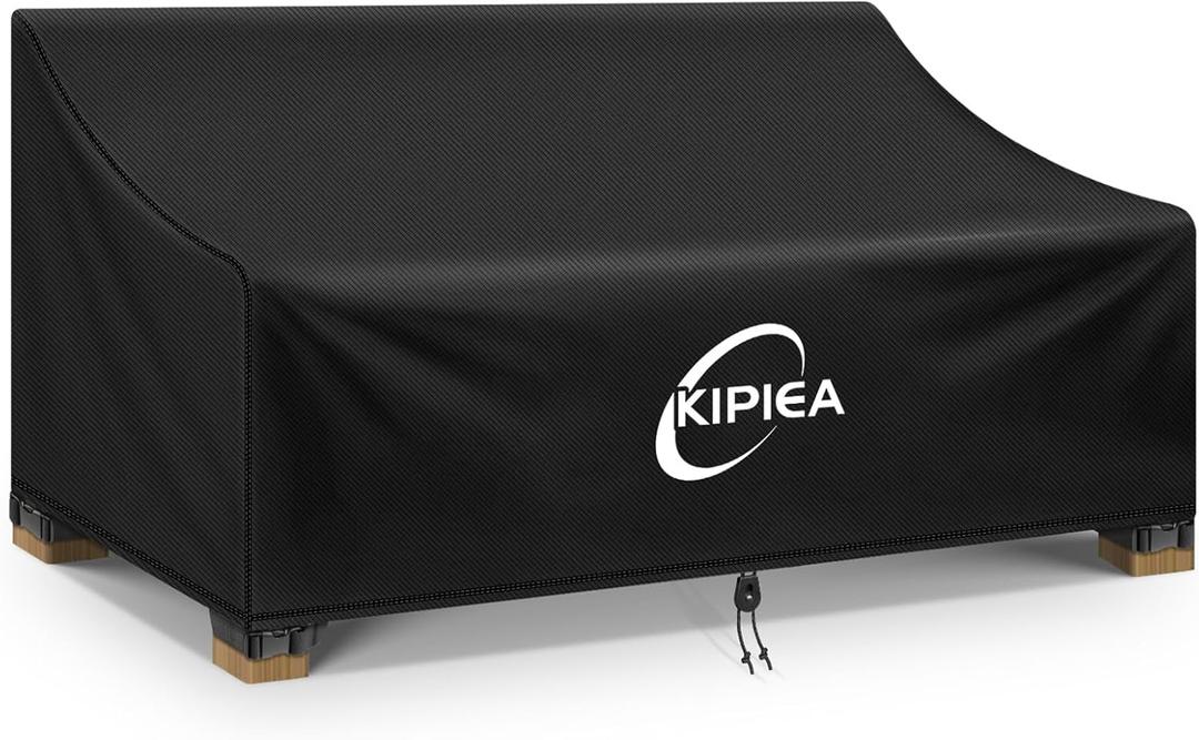 Kipiea Patio Sofa Cover, Heavy Duty Outdoor Couch Covers Waterproof Winter, 2-Seat Patio Furniture Cover Loveseat, Outdoor Sofa Covers with Anti UV and No Tears, No Fading (58"W x 30"D x 31"H)