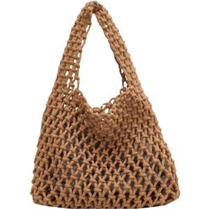 Verdusa Women's Hollow Out Crochet Bags Top Handle Beach Vacation Lightweight Small Handbag