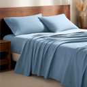 Bare Home Flannel Sheet Set 100% Cotton, Velvety Soft Heavyweight - Double Brushed Flannel - Deep Pocket (King, Light Blue)