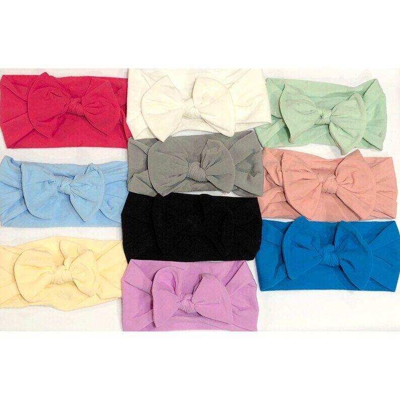 Super Stretchy Soft Knot Headbands with Hair Bows Head Wrap Hair Accessories For Newborn Baby Girls Infant Toddlers Kids 10 Pcs