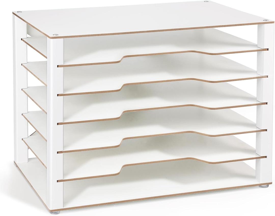 Yumkfoi Construction Paper Organizer 12" x 18", 6-Tiers Paper Organizer Storage, Wooden Desktop Organizer, Letter Tray for Office, Home, Classroom