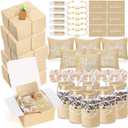 54 Pcs Bridesmaid Proposal Gifts Will You Be My Bridesmaid Set Include Gift Box Makeup Bag Invited Card Glass Cup Lip Balm Scrunchie Hair Knotted Bracelet for Maid of Honor(Beige)