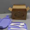 Stackable Bento Box for Adult Kids, Large Capacity 1900ml , Leak-Proof Lunchbox Containers with Utensil Set for Dining Out, Work, Picnic, School (Macaron)