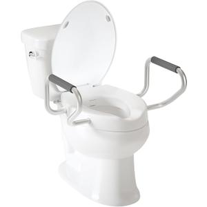 Clirass Raised Toilet Seat with Handles and Bidet Attachment,Elongated - Non-Electric Bidet with Dual Nozzles - Elevated Toilet Risers for Seniors & Limited Mobility - Easy Install & Clean
