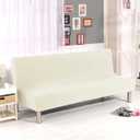 Stretch Futon Cover Armless Sofa Slipcover Foldable Sofa Bed Covers with Elastic Band, Machine Washable (Beige) L