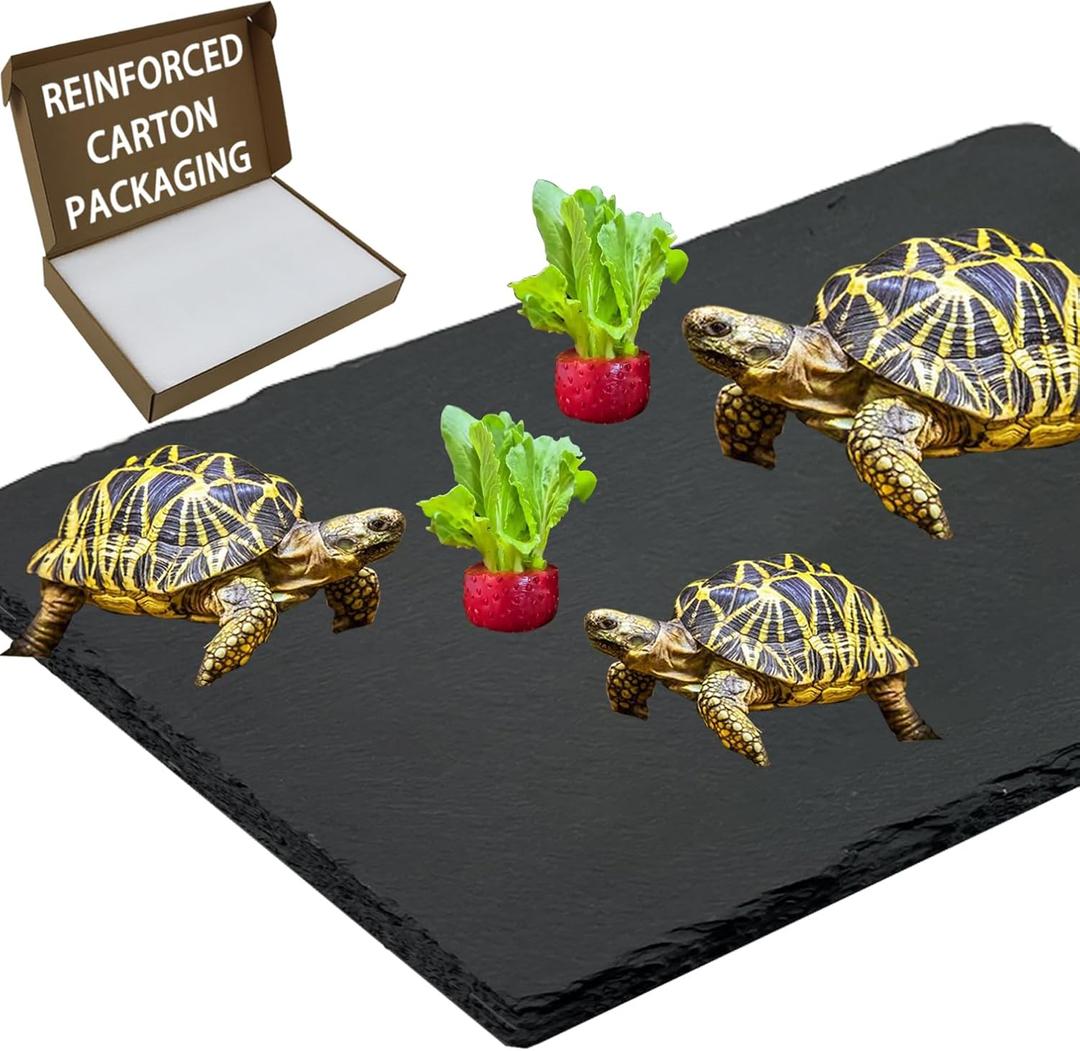 Extra Large 15.7  11.8" Reptile Basking Platform, Reptile Slate, Basking Rock, Slate Tiles Rocks for Reptiles,Terrarium Bowls for Bearded Dragon Tortoise Turtle Ball Python Snake Lizard Gecko
