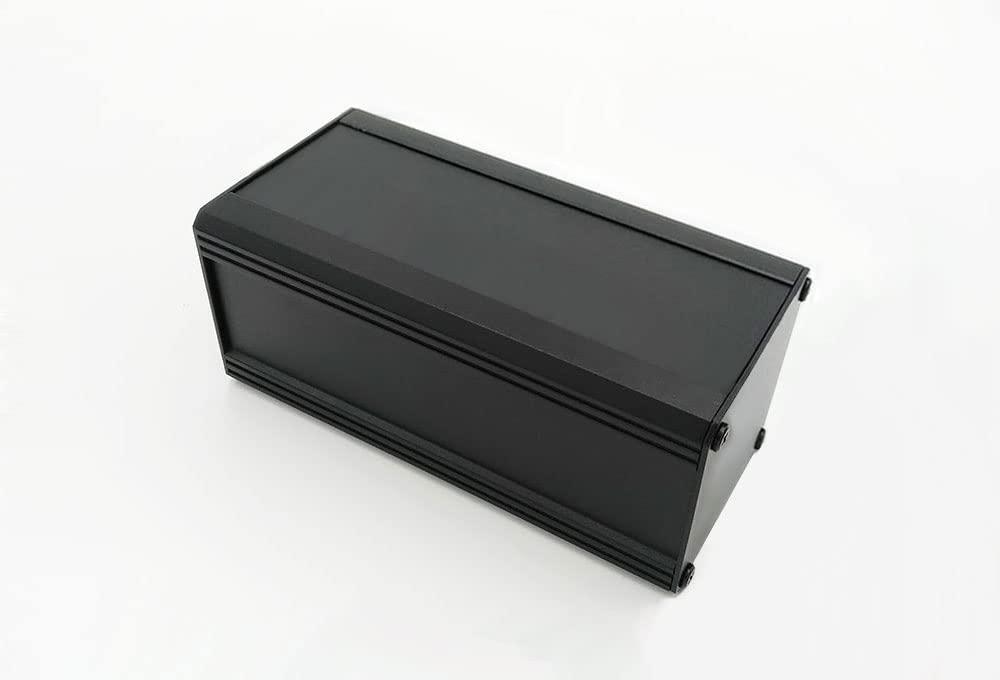Cheval Multipurpose Aluminum Enclosure Heatsink DIY Project Box (Aluminum and Aluminum extrude Enclosure with Mount bar (2U) 86 x 100 x 200 mm.) Black