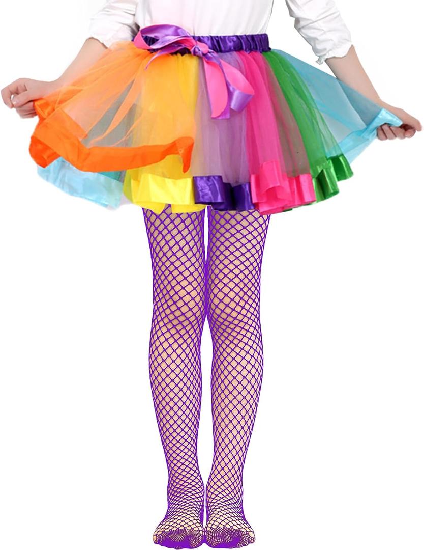 VINICUNCA Kids Girls High Waist Mesh Tights Medium Grid Fishnet Stockings Hollow Out Pantyhose 12 Colors