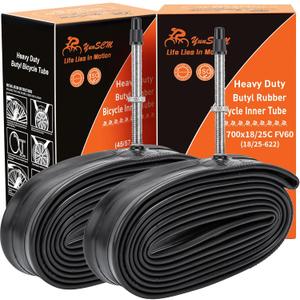 700C Heavy Duty Bike Tubes 700x18C/23C/25C FV60 Presta Valve (18/25-622) 700C Bicycle Inner Tubes Compatible with 700x18C 700x20C 700x21C 700x22C 700x23C 700x25C Bike Tire Tubes 2-PCS
