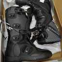 Scoyco Dirt Bike Boots for Men, Enduro Motocross Boots with Shin Guard & Ankle TPU Protection Full Leather Off-road Riding Boots, Size 10.5 (Black)