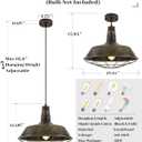 Brass Industrial Pendant Lights 1 Pack, 18.1 Inch Oversized Farmhouse Vintage Pendant Light, Black and Brass Barn Pendant Light with Wire Cage, Island Pendant Lights for Kitchen Warehouse