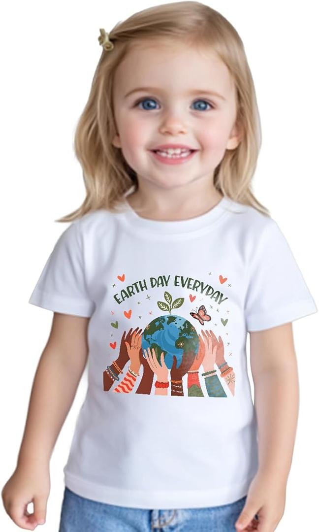 Toddler Boys Earth Shirt for Kids Girls Earth T-Shirts Tops Funny Graphic Tee Short Sleeve 6-7Y