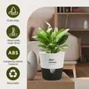 5/6.5/7.5 Inch Self Watering Pots for Indoor/Outdoor ,4 Pack plastic Planters for Indoor Plants with Drainage Holes and Saucers, Modern Decorative Flower Pot for Plants (White, 7.5-Inch, 4-Pack)