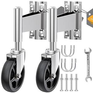 WOOSKY Spring Loaded Heavy Duty Gate Caster Wheels - 4" Tube & Metal Gates, 330 Lbs Load Capacity, Pack of 2
