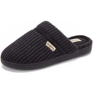 Dearfoams womens Serena Memory Foam Chenille Scuff House Shoe Slipper (7-8, Black)